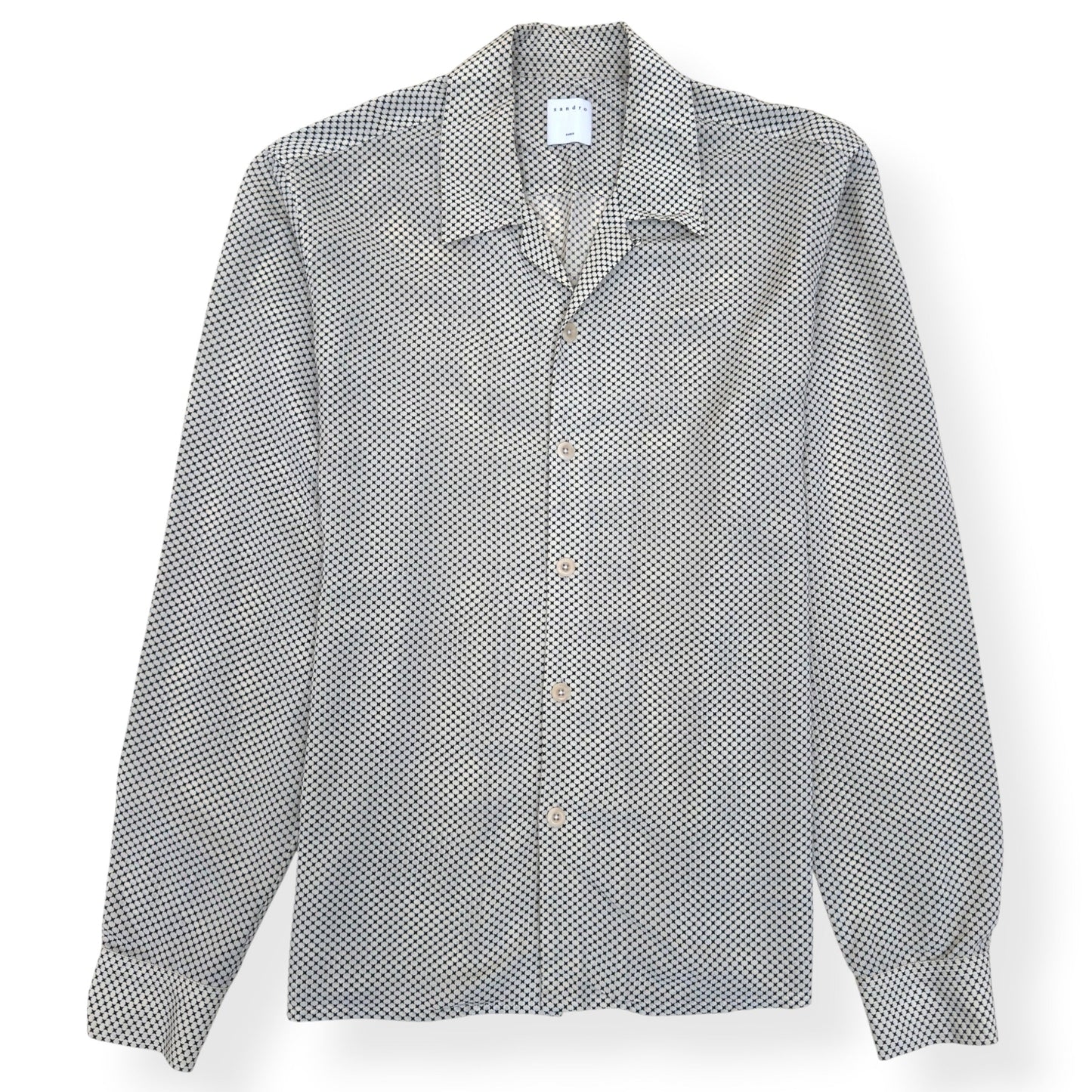 SANDRO LONG-SLEEVE SHIRT BEIGE / BLACK L | Large, Beige