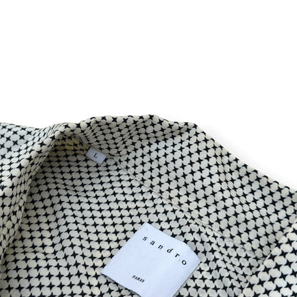 SANDRO LONG-SLEEVE SHIRT BEIGE / BLACK L | Large, Beige