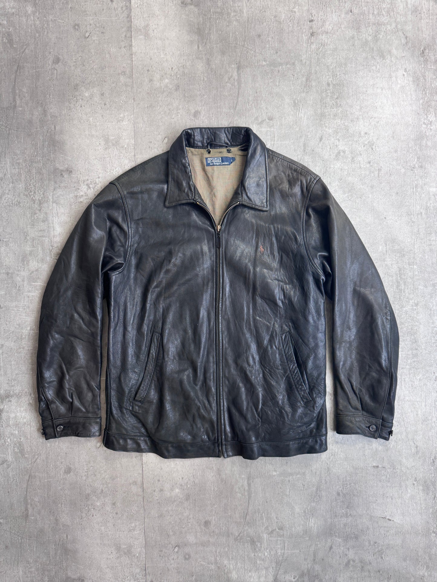 Polo Ralph Lauren Brown Leather Harrington Jacket