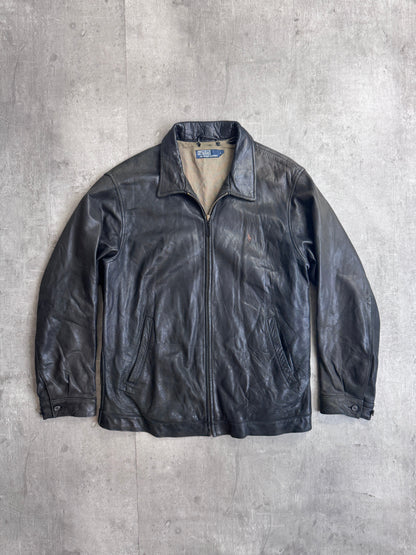 Polo Ralph Lauren Brown Leather Harrington Jacket