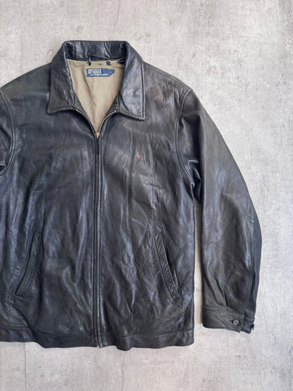 Polo Ralph Lauren Brown Leather Harrington Jacket