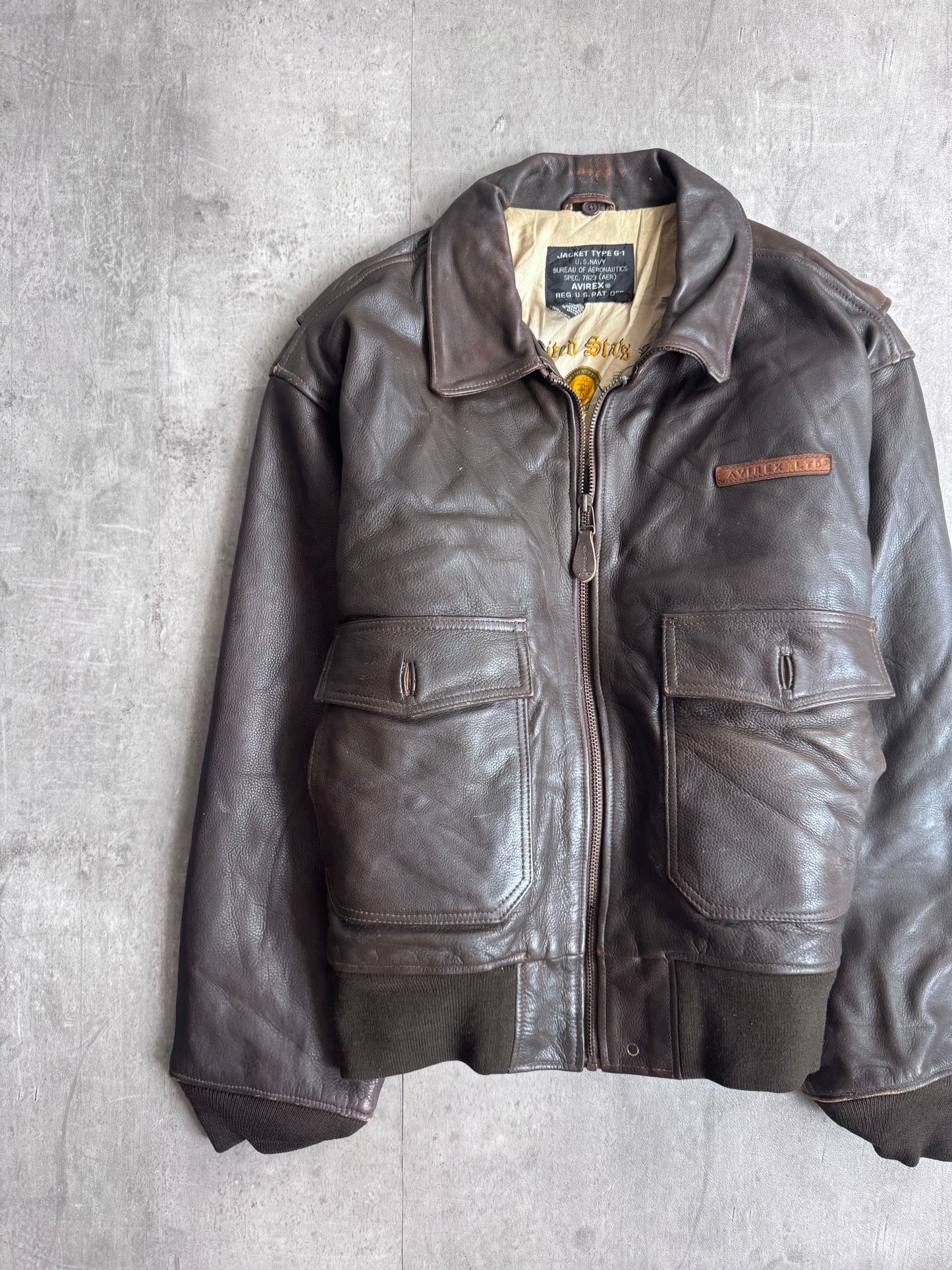 Avirex G-1 Navy Brown Leather Jacket