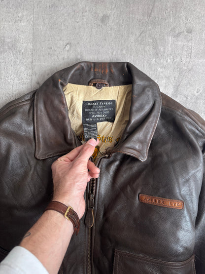 Avirex G-1 Navy Brown Leather Jacket