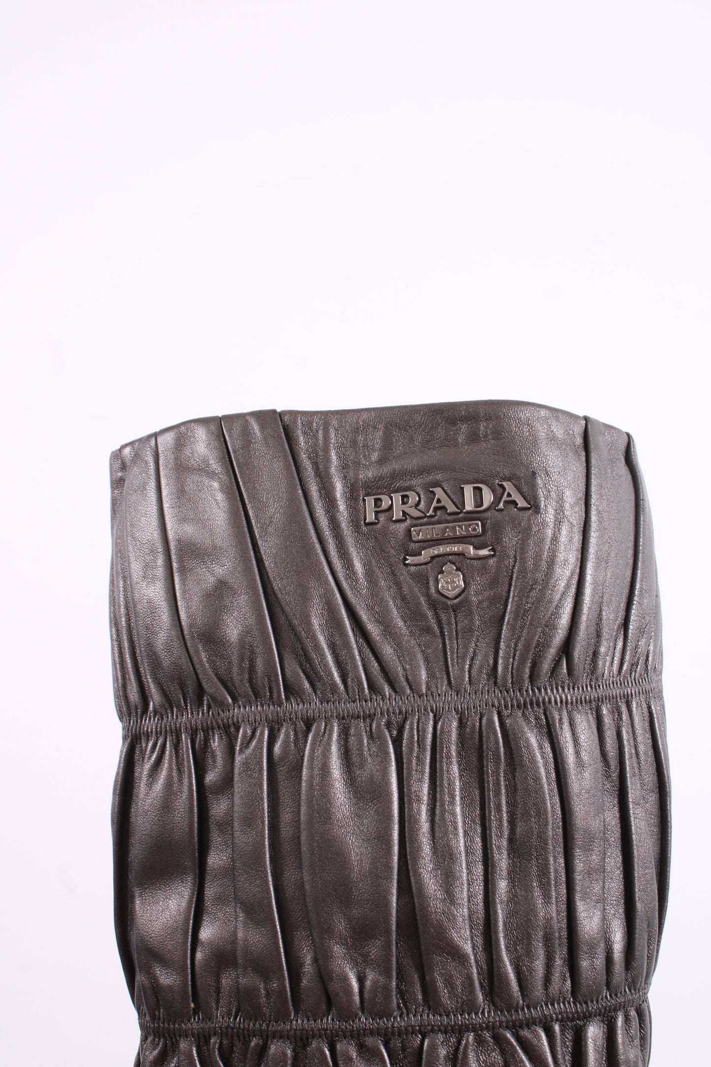 Prada Pleated Long Boots Silver/ Grey 37.5 | O/S, Grey