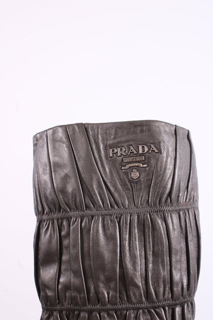 Prada Pleated Long Boots Silver/ Grey 37.5 | O/S, Grey