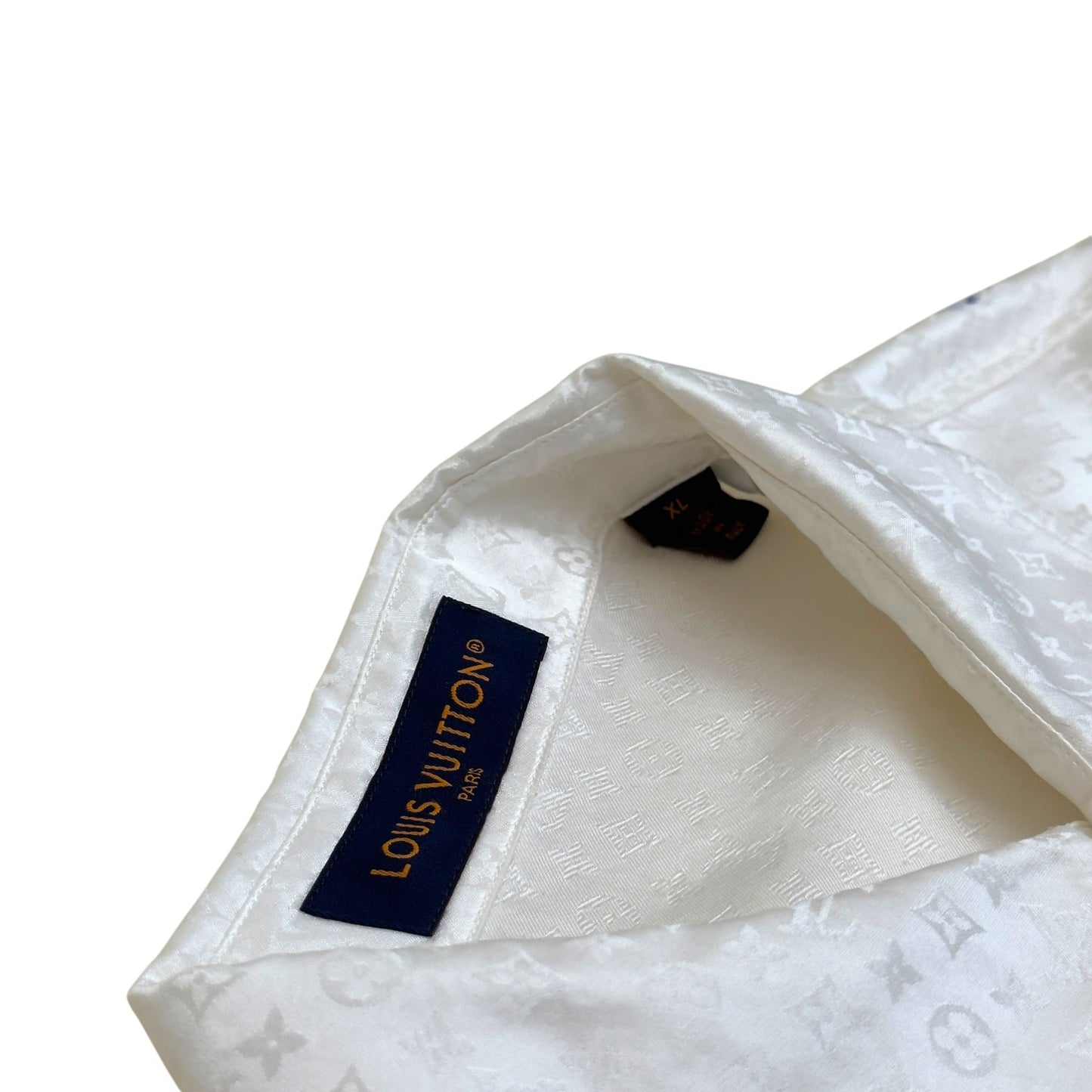 LOUIS VUITTON MINI MONOGRAM SILK EVENING SHIRT BLANC XL | XL, Blanc