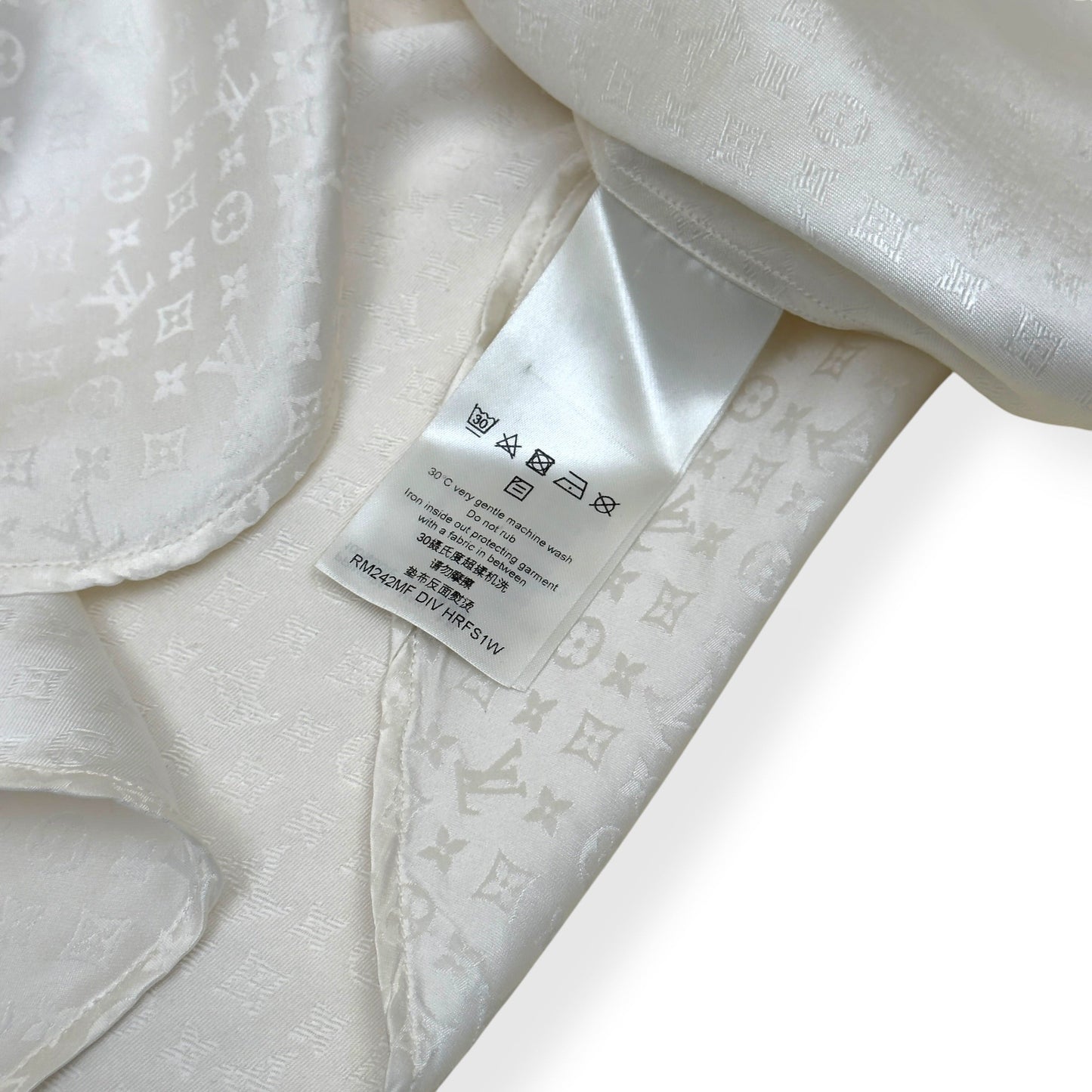 LOUIS VUITTON MINI MONOGRAM SILK EVENING SHIRT BLANC XL | XL, Blanc