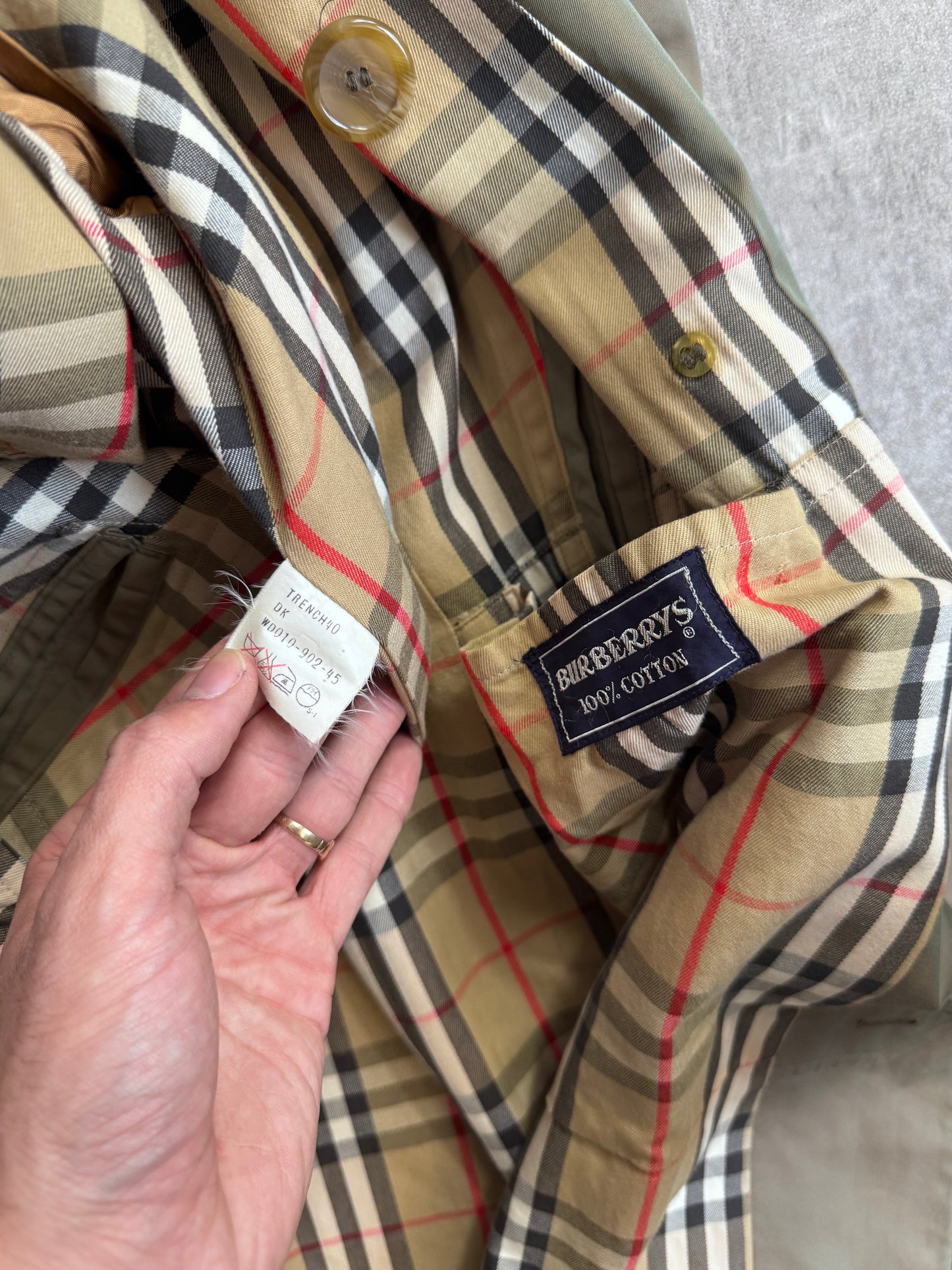 Burberry Double Breasted Khaki Reflective Trench