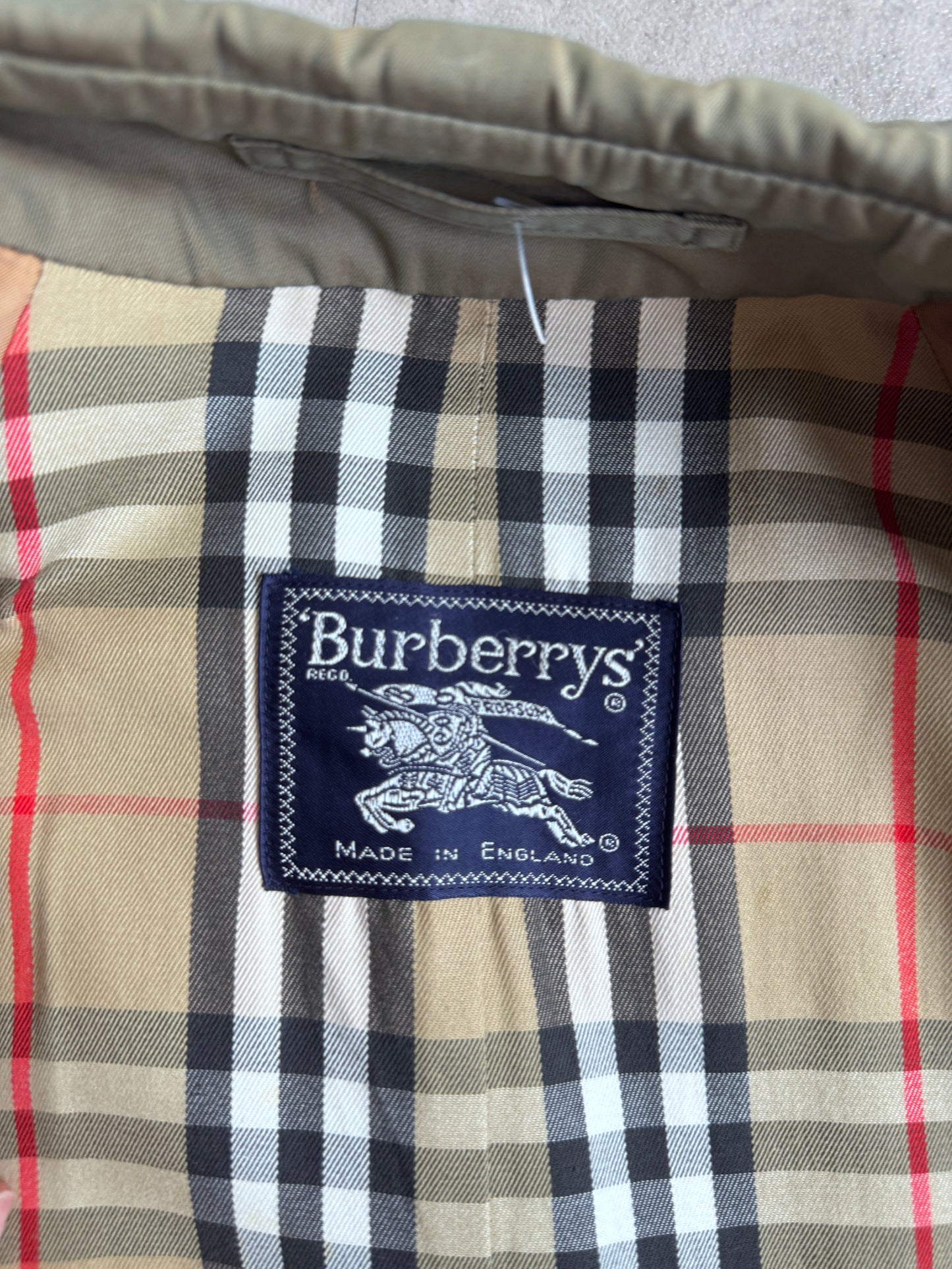 Burberry Double Breasted Khaki Reflective Trench