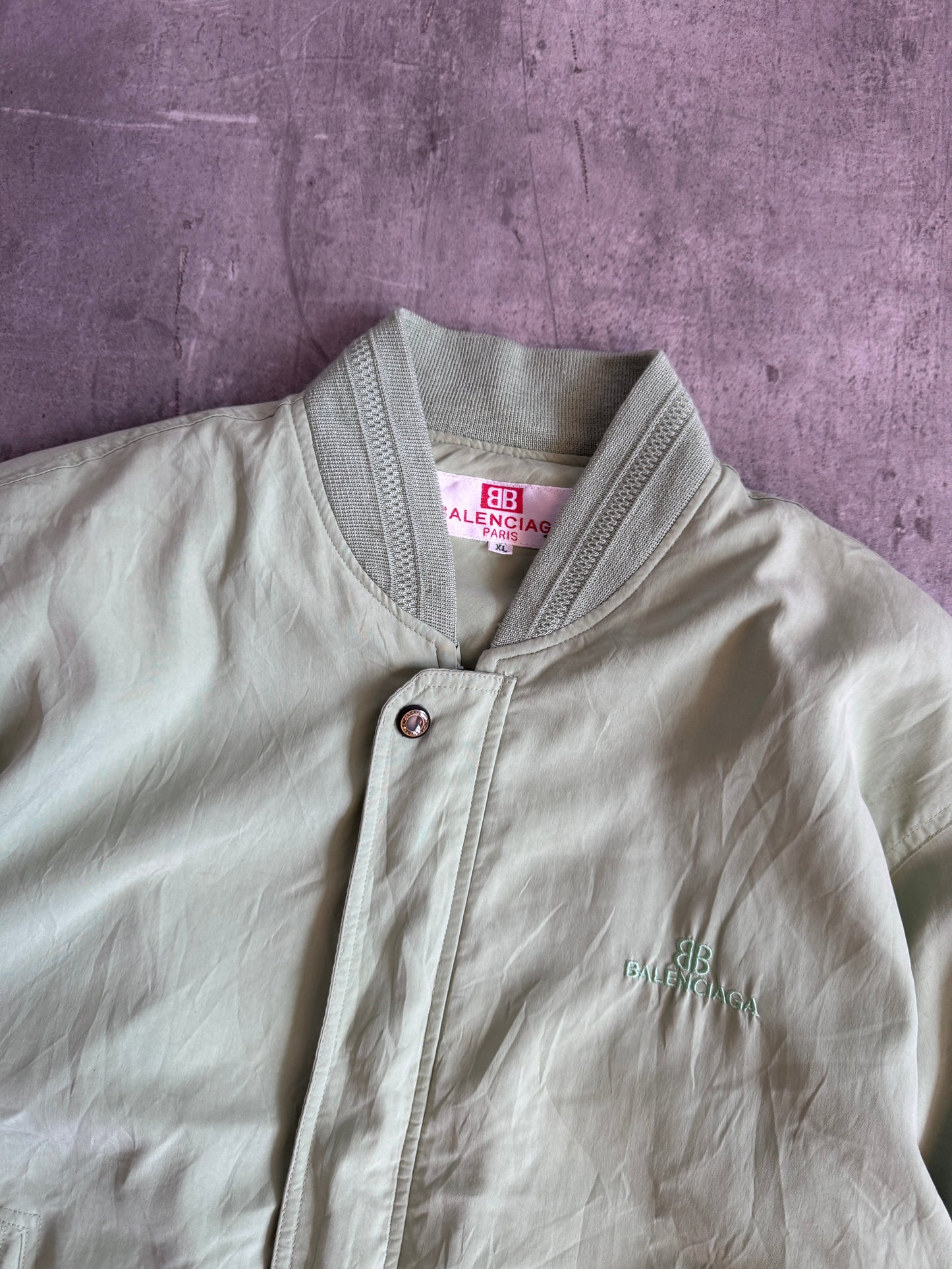 Balenciaga Paris Mint Shoulder Padded Bomber