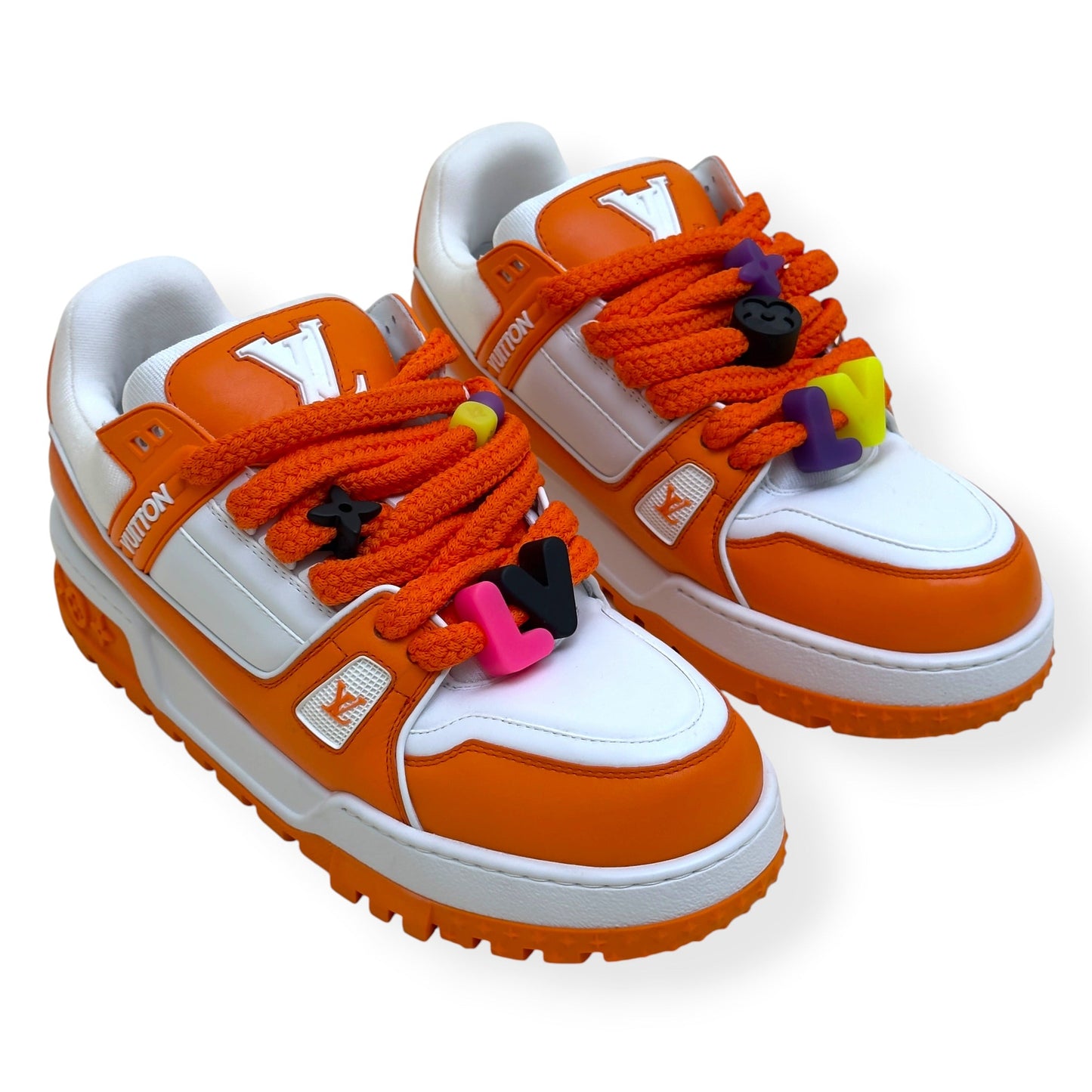 LOUIS VUITTON MAXI LV TRAINER SNEAKER ORANGE / WHITE UK9 | UK 9, Orange