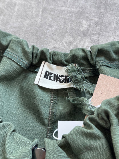 VT Rework : Drawstring Cargo Green Shorts | Large, Multicoloured