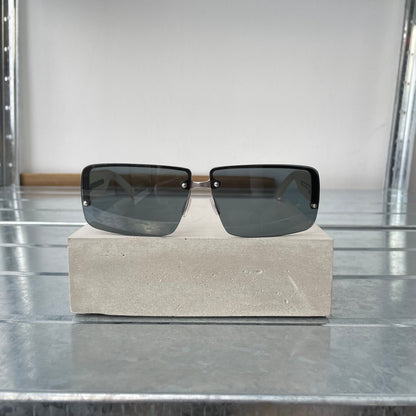Prada Blue & Clear 00s Women's Rimless Rectangle Sunglasses | O/S, Multicoloured
