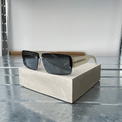 Prada Blue & Clear 00s Women's Rimless Rectangle Sunglasses | O/S, Multicoloured