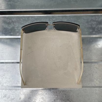 Prada Blue & Clear 00s Women's Rimless Rectangle Sunglasses | O/S, Multicoloured