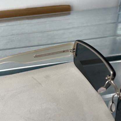 Prada Blue & Clear 00s Women's Rimless Rectangle Sunglasses | O/S, Multicoloured