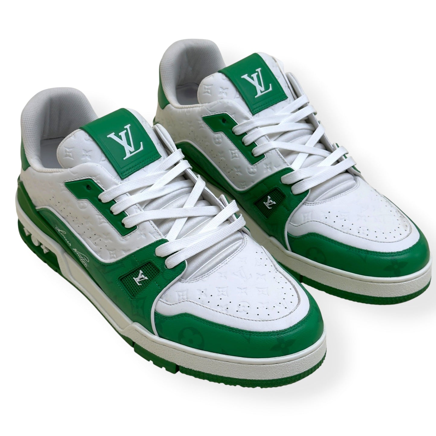 LOUIS VUITTON LV TRAINER SNEAKER GREEN / WHITE UK10 | UK 10, Green
