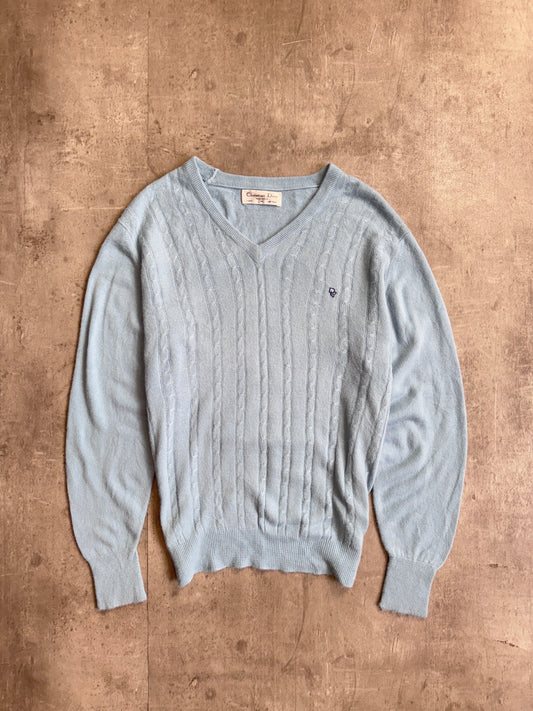 Christian Dior Baby Blue Ribbed Knit Sweater