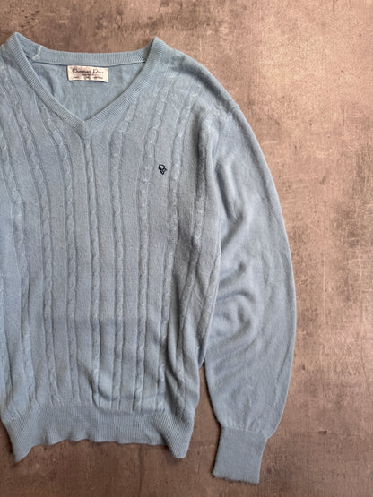 Christian Dior Baby Blue Ribbed Knit Sweater