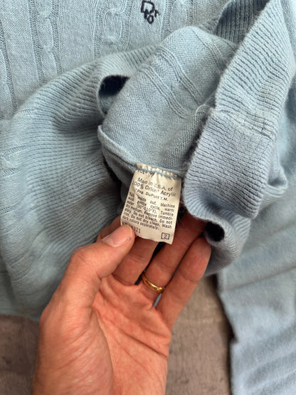 Christian Dior Baby Blue Ribbed Knit Sweater