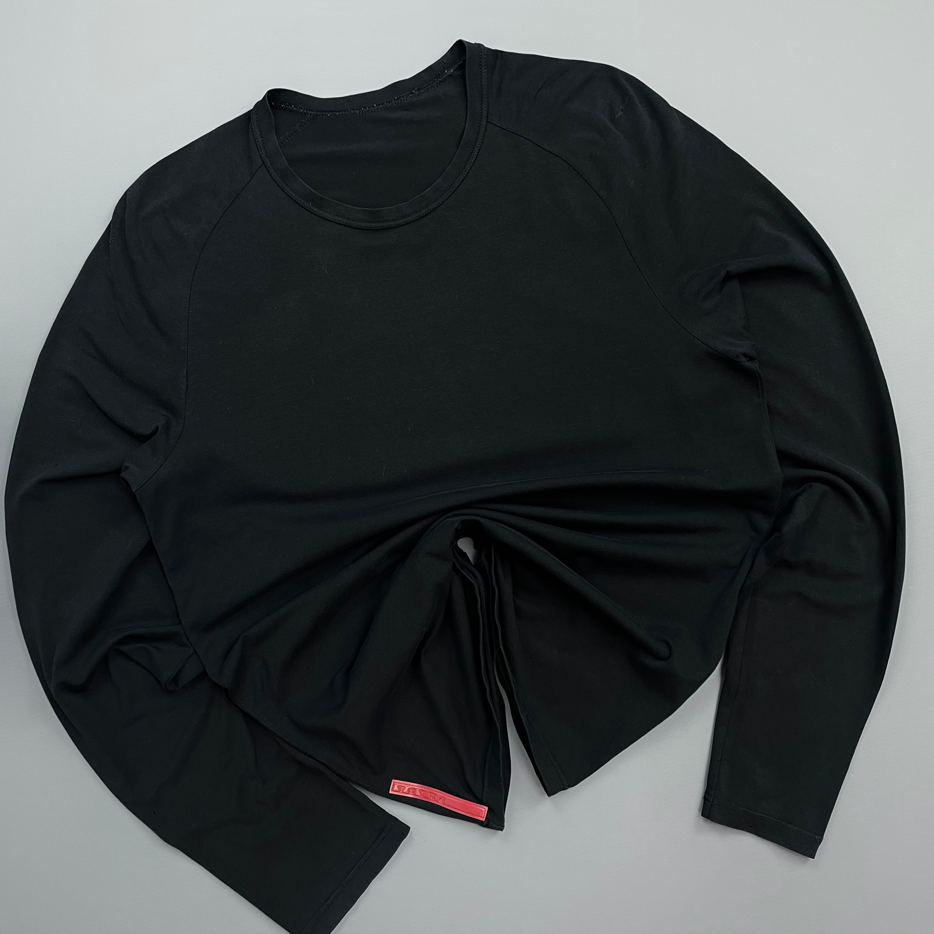 Prada Sport Black 00s Long Sleeve Rear Pocket Elastane T-Shirt