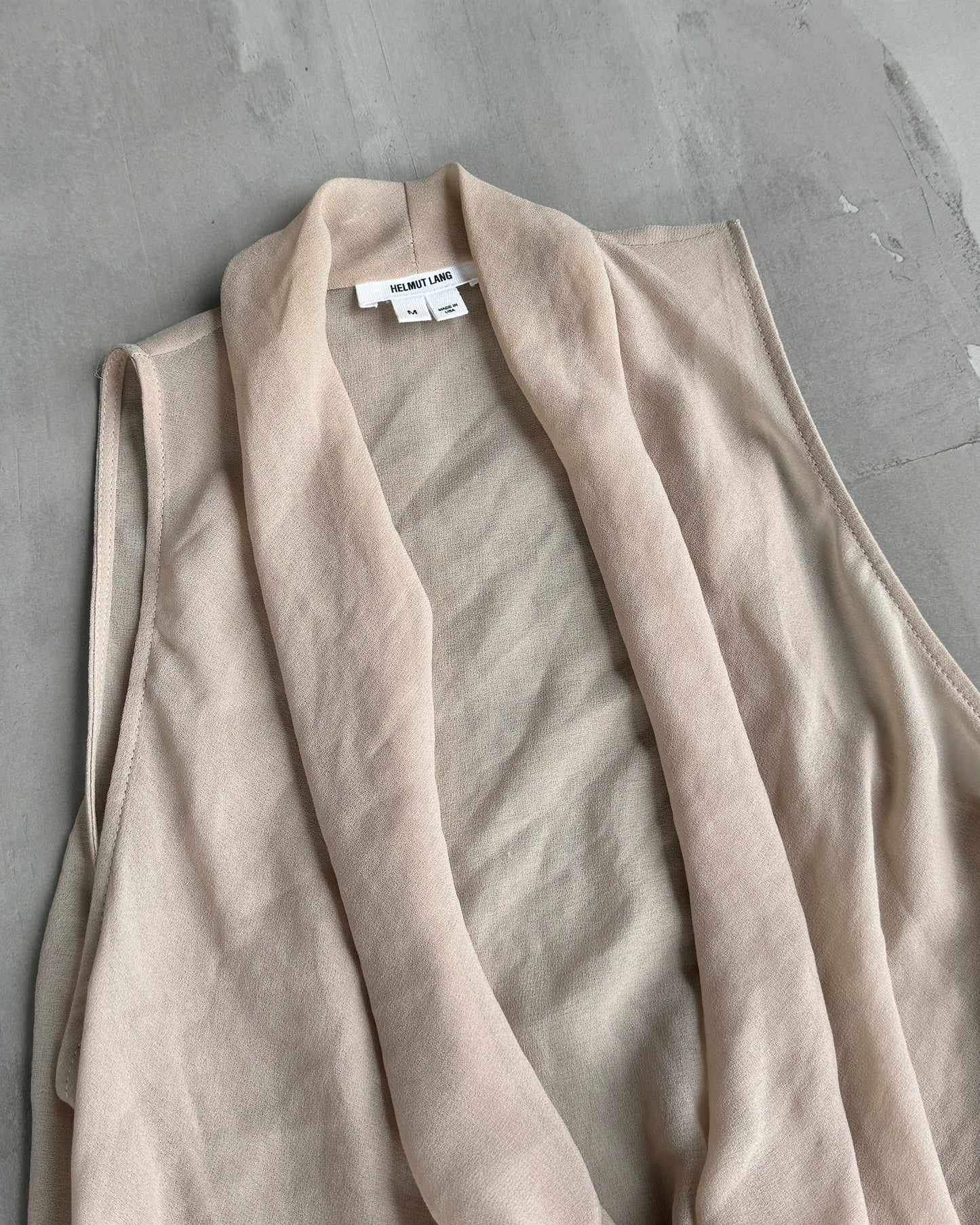 HELMUT LANG WRAP SHEER TOP - M | O/S, Beige