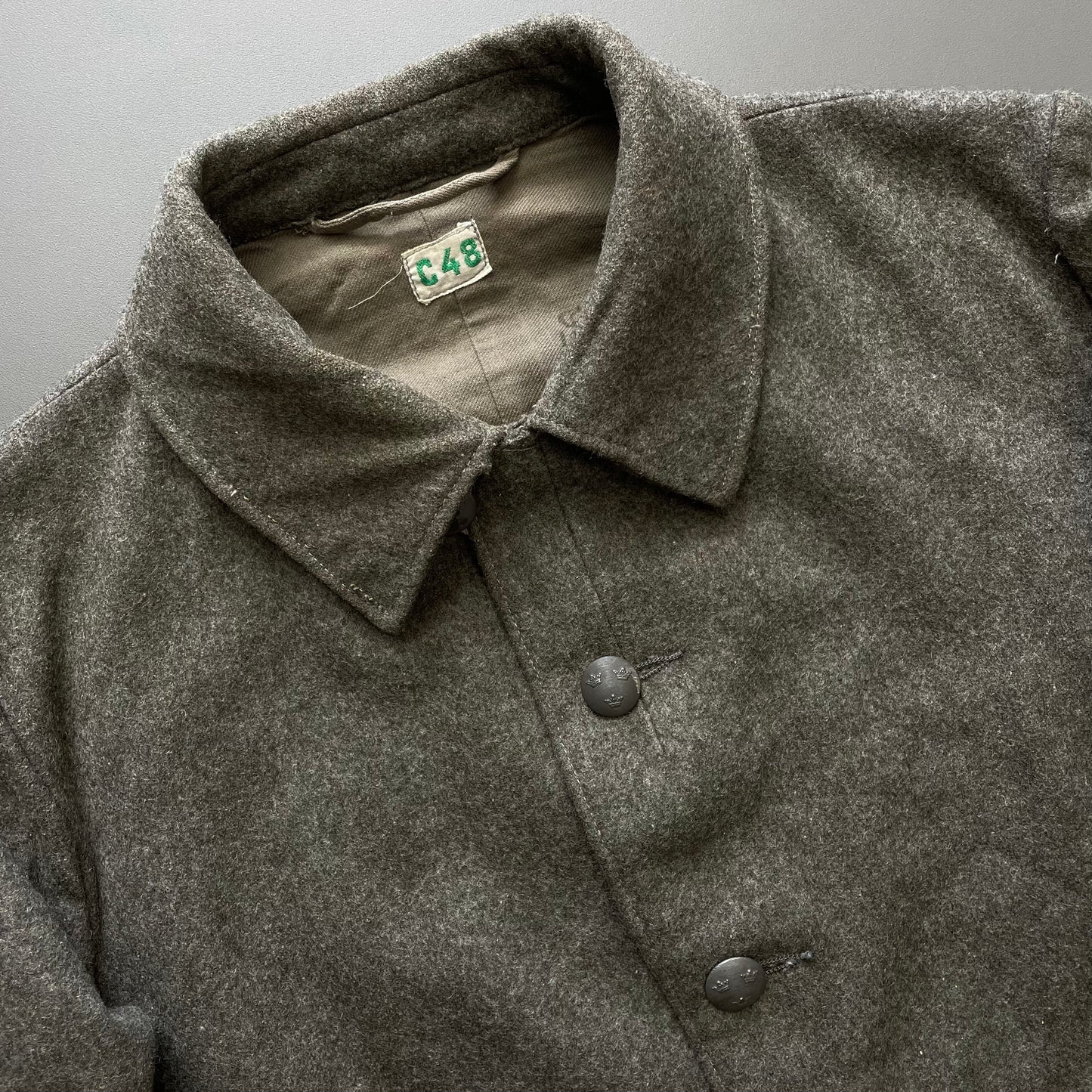 Vintage Swedish Military Grey 1942 WW2 Wool Jacket | Medium, Grey