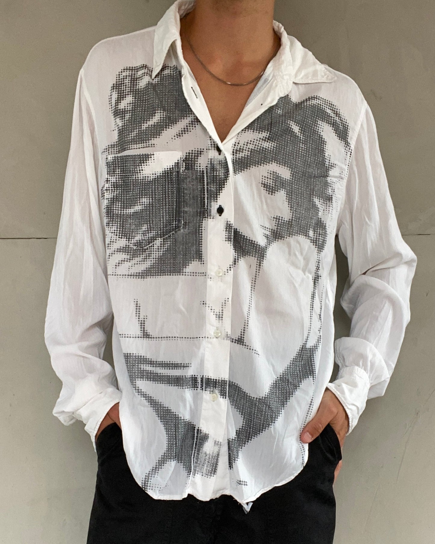 JUST CAVALLI 2000'S NAKED PRINT SHIRT - L | Large, White