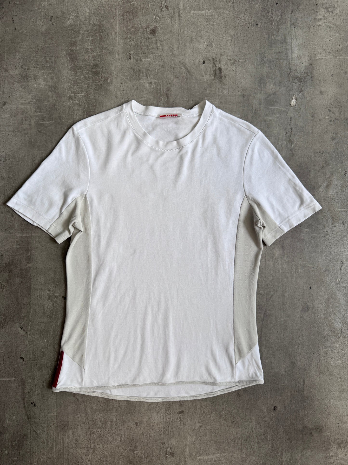 S/S 2003 Prada Red Tab Panelled Tech Tee | Small, Multicoloured