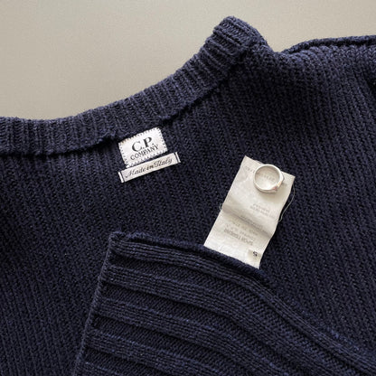 C.P. Company Navy SS95 Silk-Blend Fishermans Knit Jumper | X-Large, Navy
