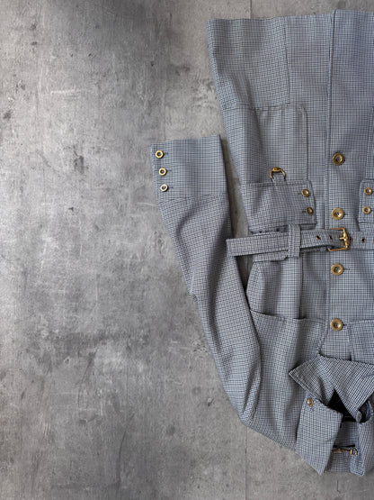 Gucci By Tom Ford Houdstooth Removeable Quilted Lining Trench Coat