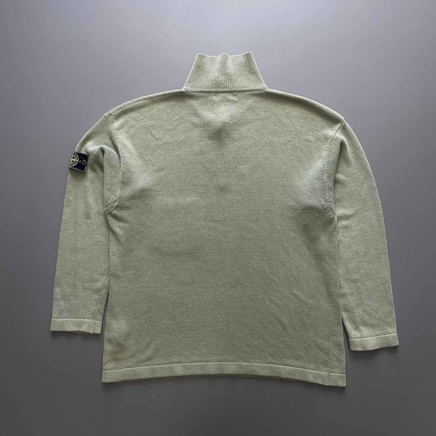 Stone Island Green SS97 Collared Green Edge Badge Knit Jumper | XX-Large, Green