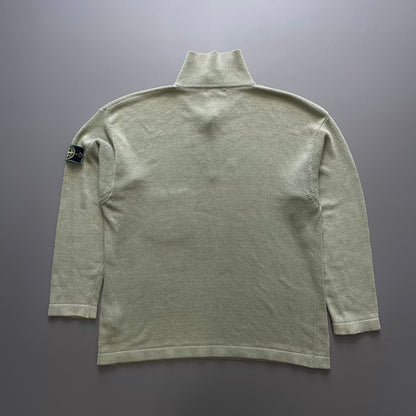 Stone Island Green SS97 Collared Green Edge Badge Knit Jumper | XX-Large, Green