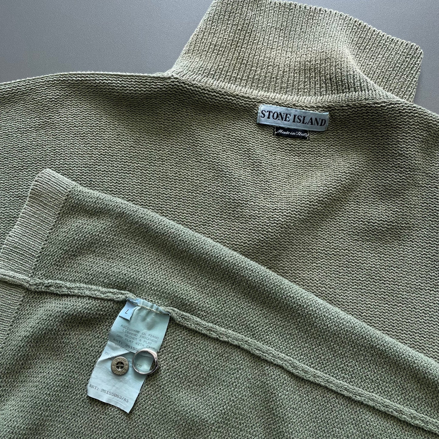 Stone Island Green SS97 Collared Green Edge Badge Knit Jumper | XX-Large, Green