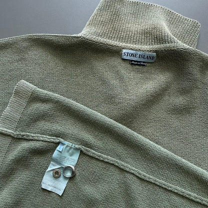 Stone Island Green SS97 Collared Green Edge Badge Knit Jumper | XX-Large, Green