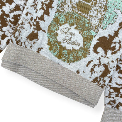 ACNE STUDIOS JACQUARD KNIT SWEATER JADE GREEN / OFF-WHITE L | Large, Green