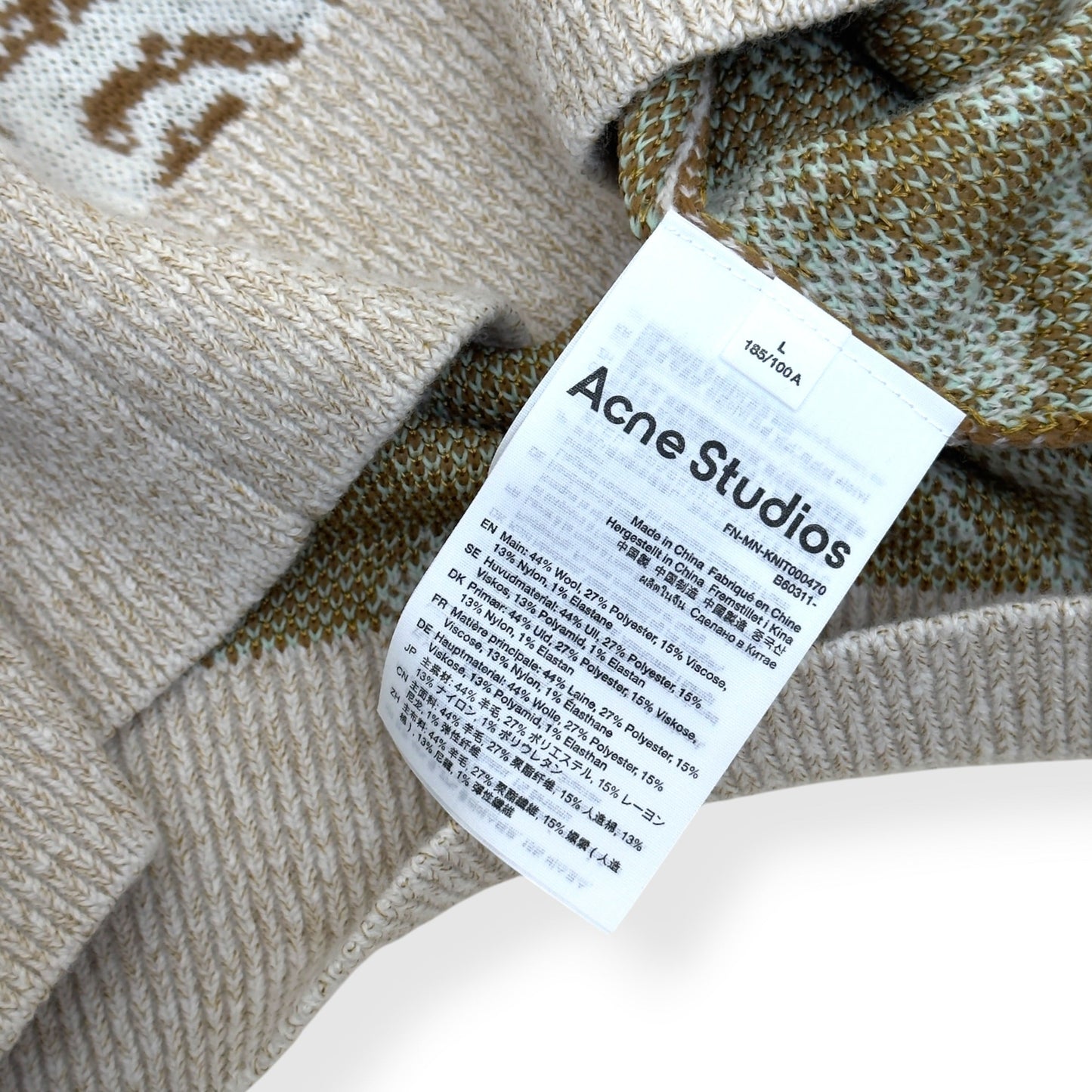 ACNE STUDIOS JACQUARD KNIT SWEATER JADE GREEN / OFF-WHITE L | Large, Green