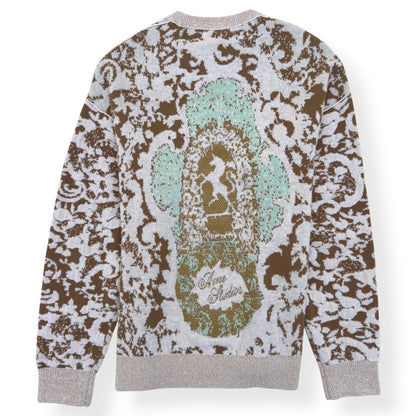 ACNE STUDIOS JACQUARD KNIT SWEATER JADE GREEN / OFF-WHITE L | Large, Green