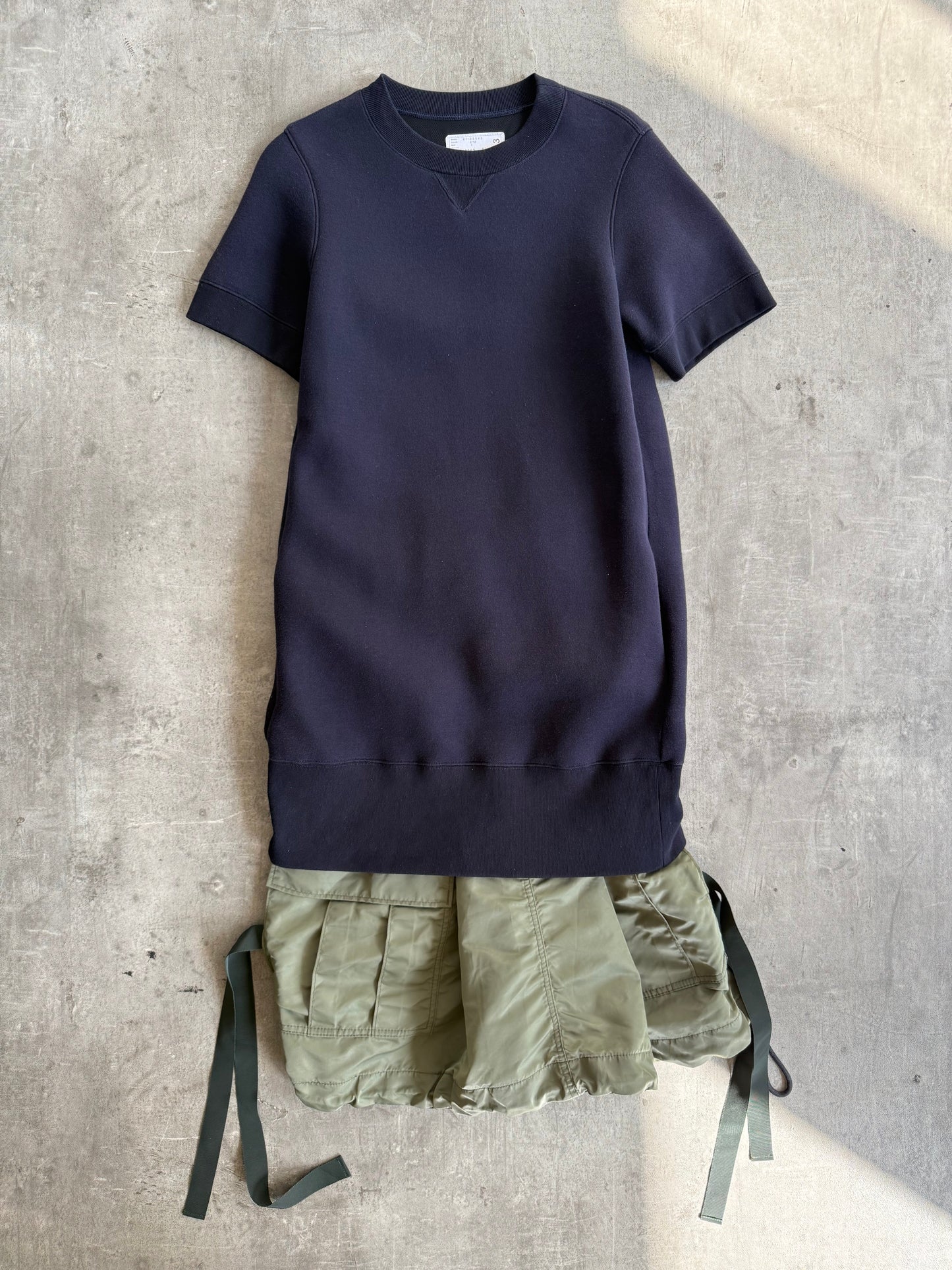 Sacai 5843 Nylon Sweater Dress | Small, Navy and Olive