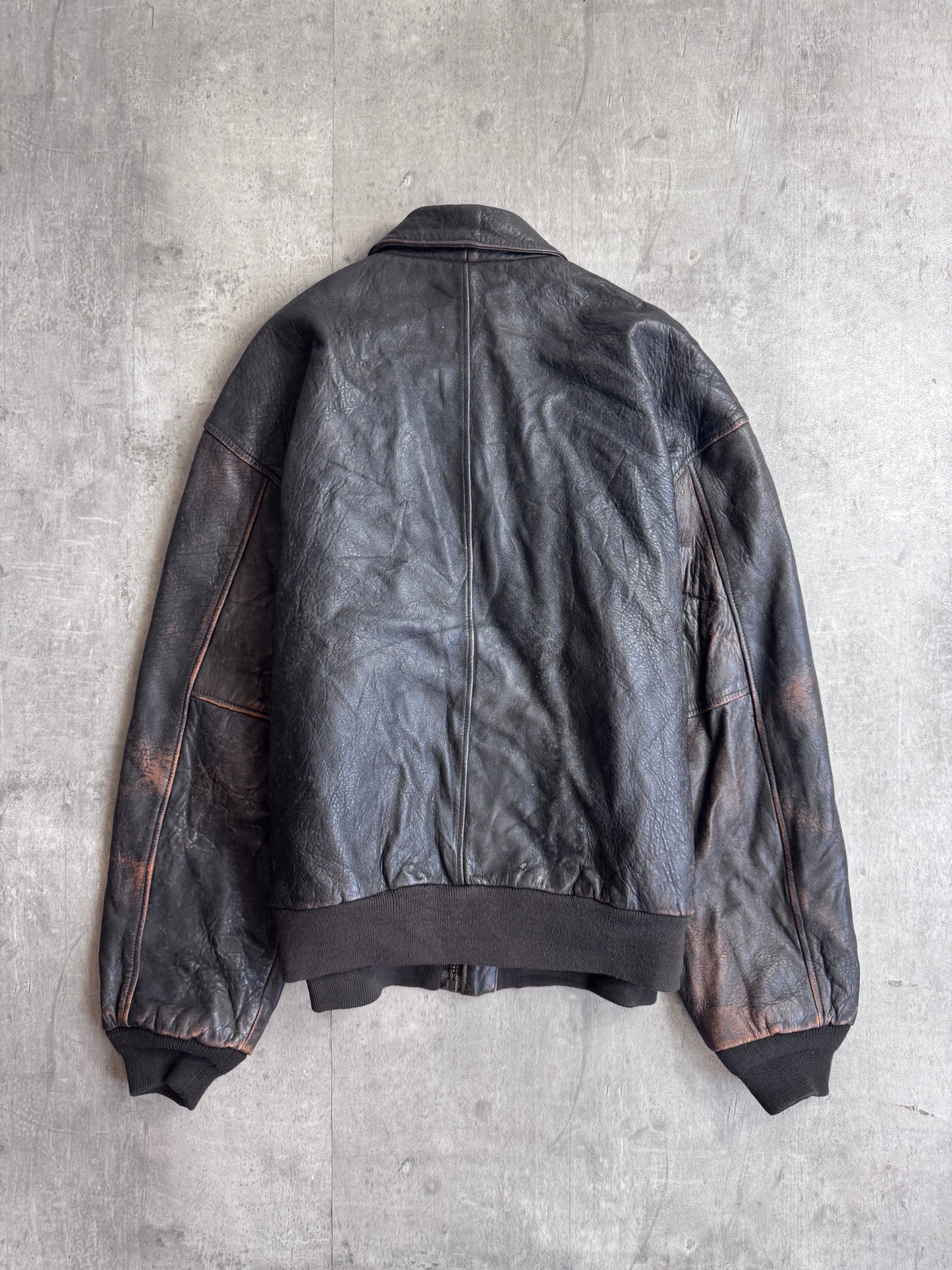 1980's Avirex Dark Brown A2 4 Pocket Leather Bomber Jacket