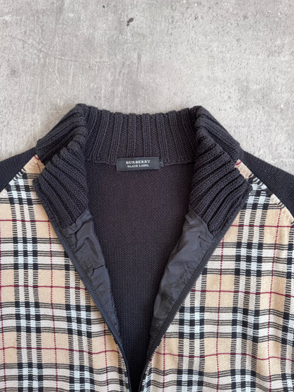 Burberry Black Label Nova Check Zip Knit Sweater