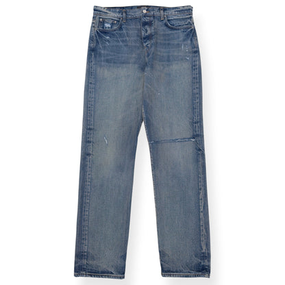 AMIRI DISTRESSED STRAIGHT LEG JEANS BLUE 34 / L | Large, Blue
