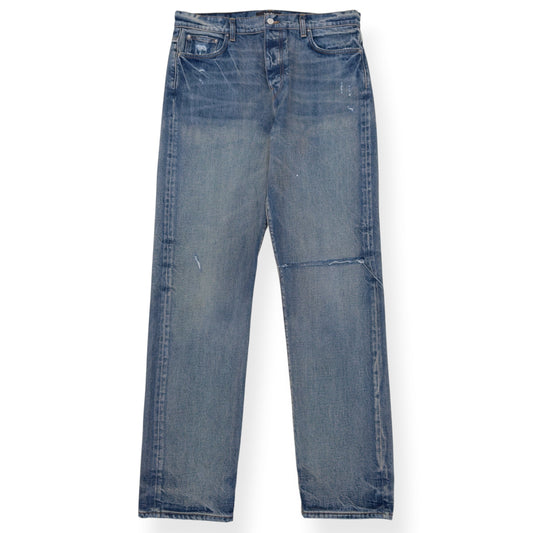 AMIRI DISTRESSED STRAIGHT LEG JEANS BLUE 34 / L | Large, Blue