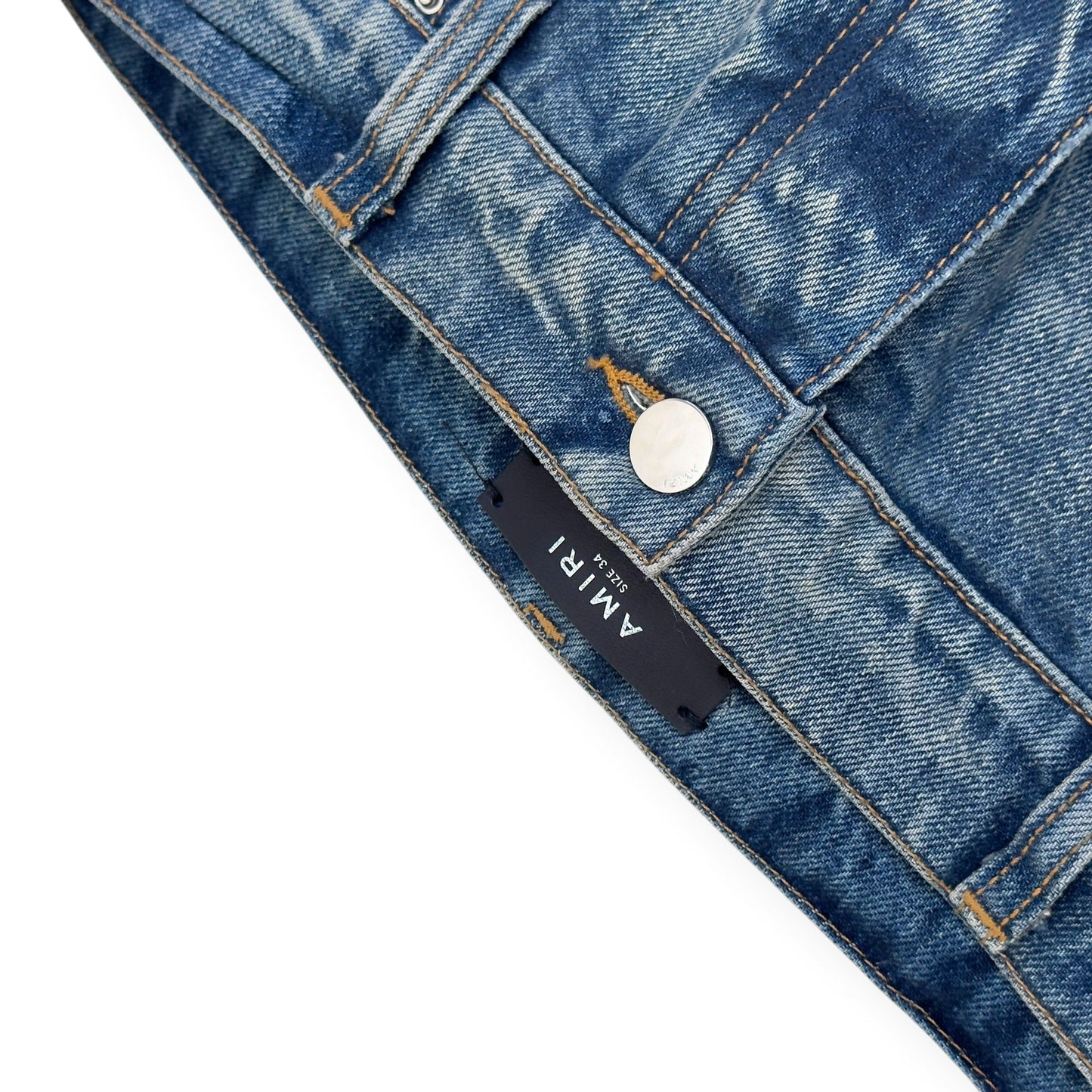 AMIRI DISTRESSED STRAIGHT LEG JEANS BLUE 34 / L | Large, Blue