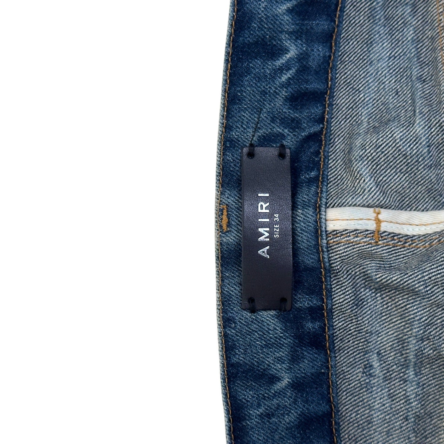 AMIRI DISTRESSED STRAIGHT LEG JEANS BLUE 34 / L | Large, Blue