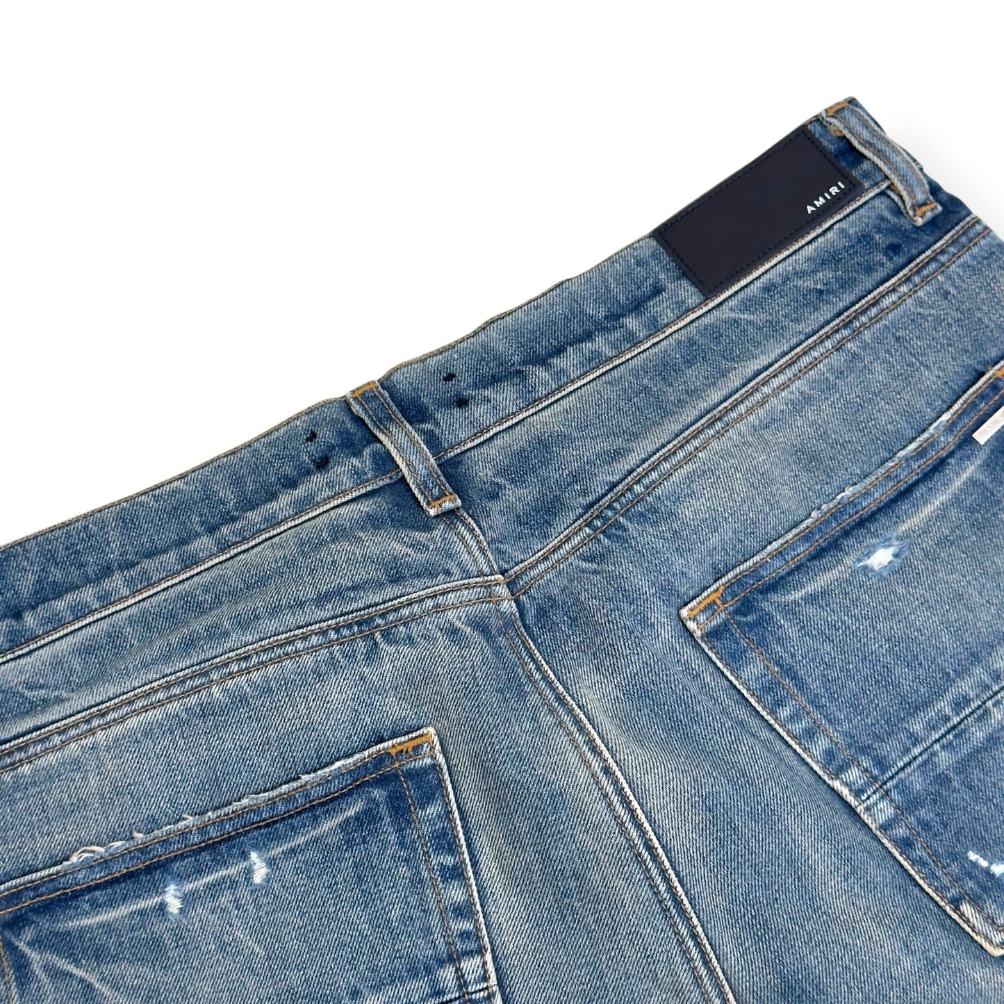AMIRI DISTRESSED STRAIGHT LEG JEANS BLUE 34 / L | Large, Blue