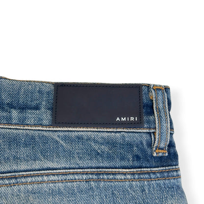 AMIRI DISTRESSED STRAIGHT LEG JEANS BLUE 34 / L | Large, Blue