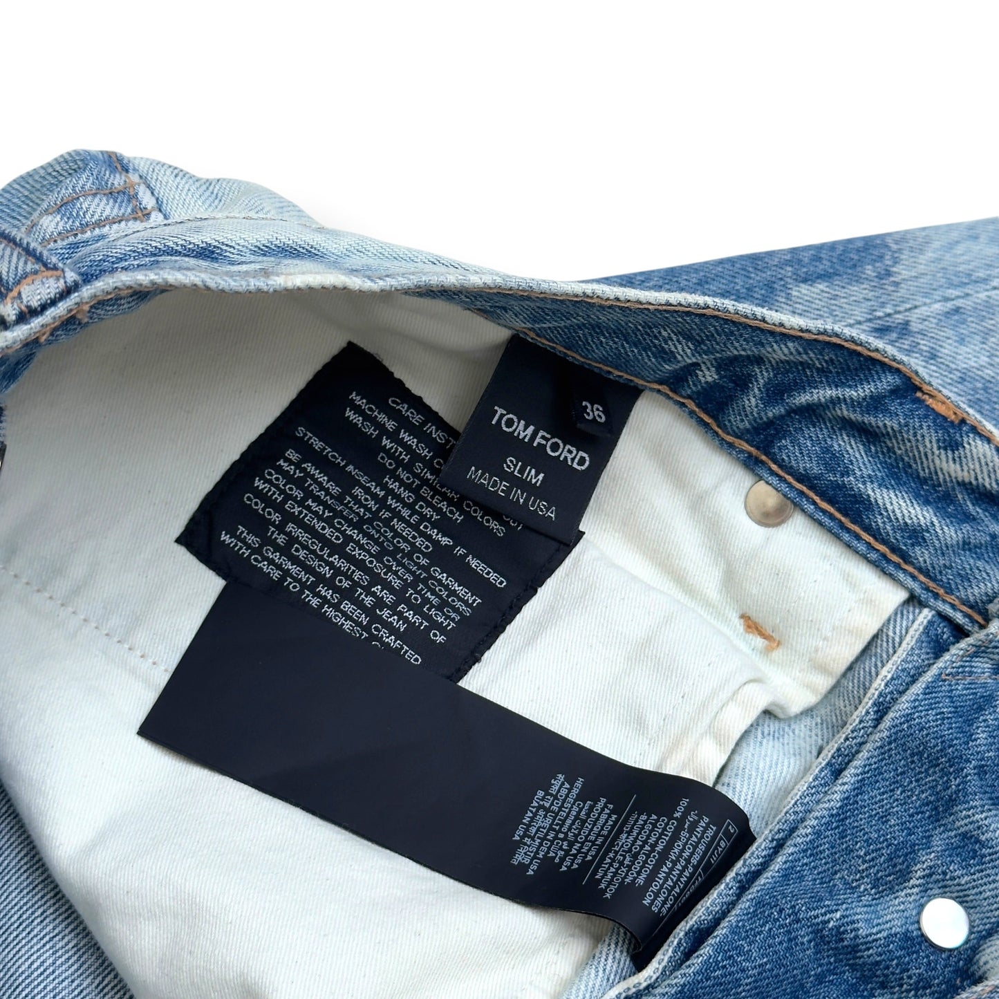 TOM FORD SLIM FIT BLEACHED JEANS LIGHT BLUE 36 / XL | XL, Blue