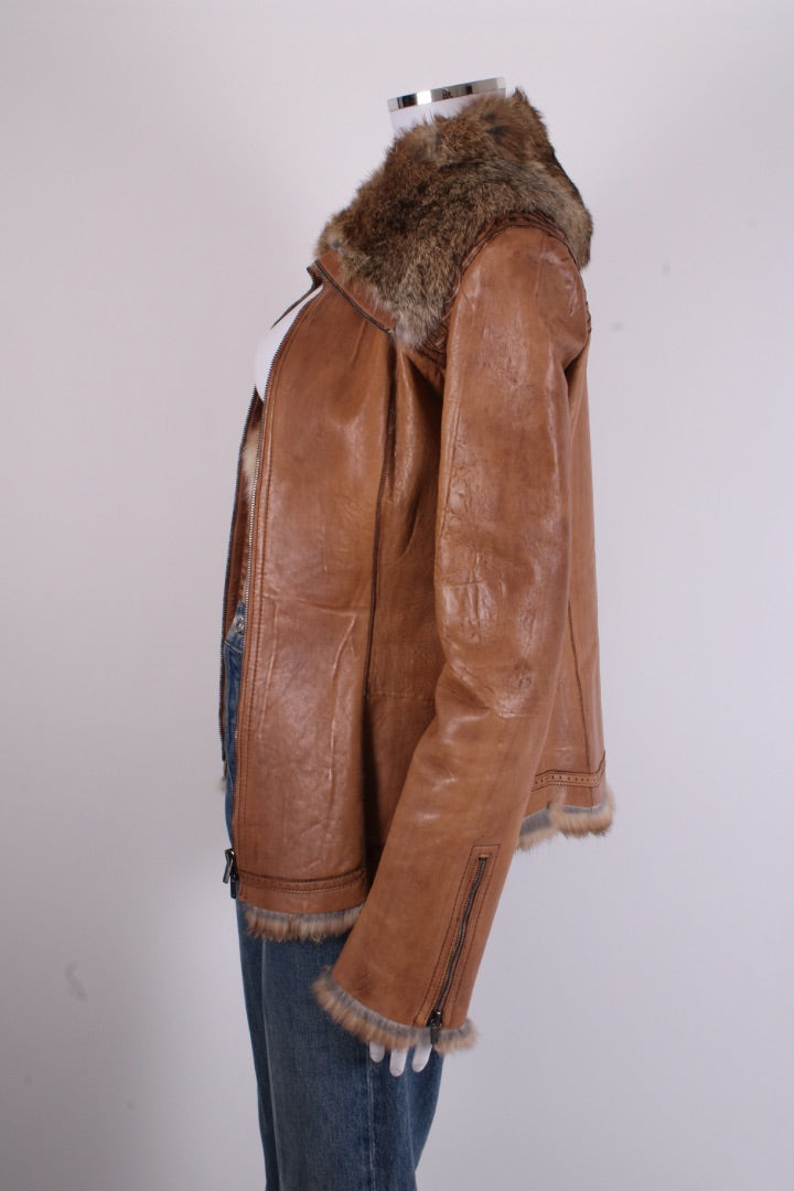 Emporio Armani Jacket leather fur lined Tan S | O/S, Tan