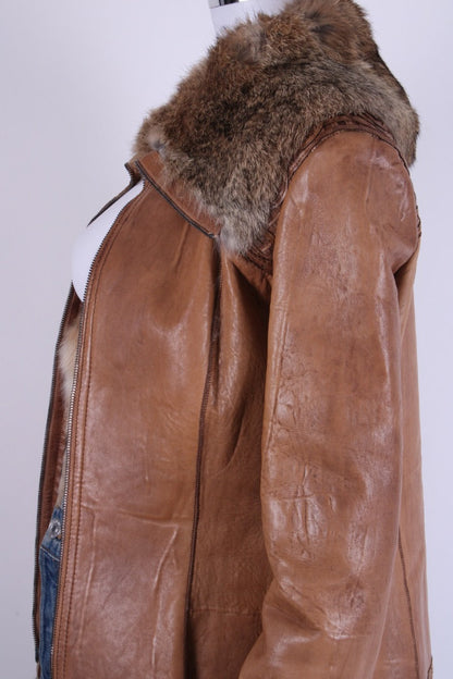 Emporio Armani Jacket leather fur lined Tan S | O/S, Tan